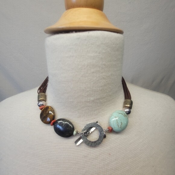 Silpada N1891 sterling silver multi stone chocker toggle clasp 18 inch necklace - Picture 1 of 6